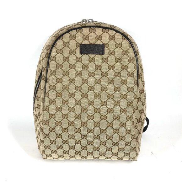 GUCCI 449906 GG Backpack Bag Backpack GGCanvas/Leather Beige/Brown - Picture 1 of 14
